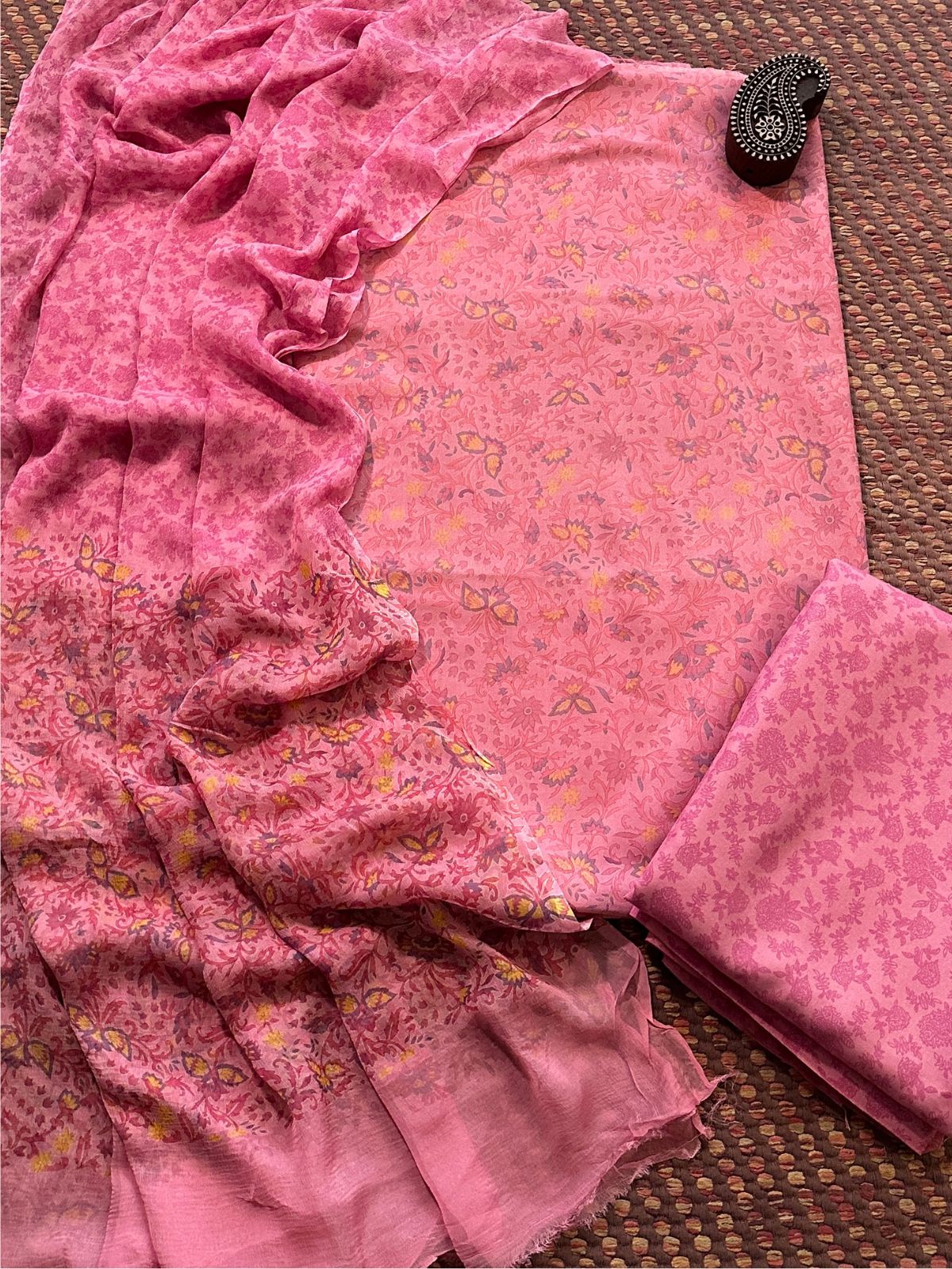 Spun Block Printed Unstitched Set