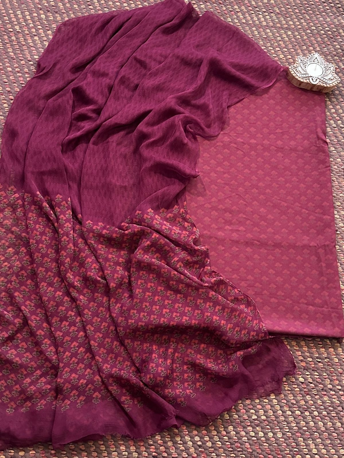 Spun Block Printed Unstitched Set