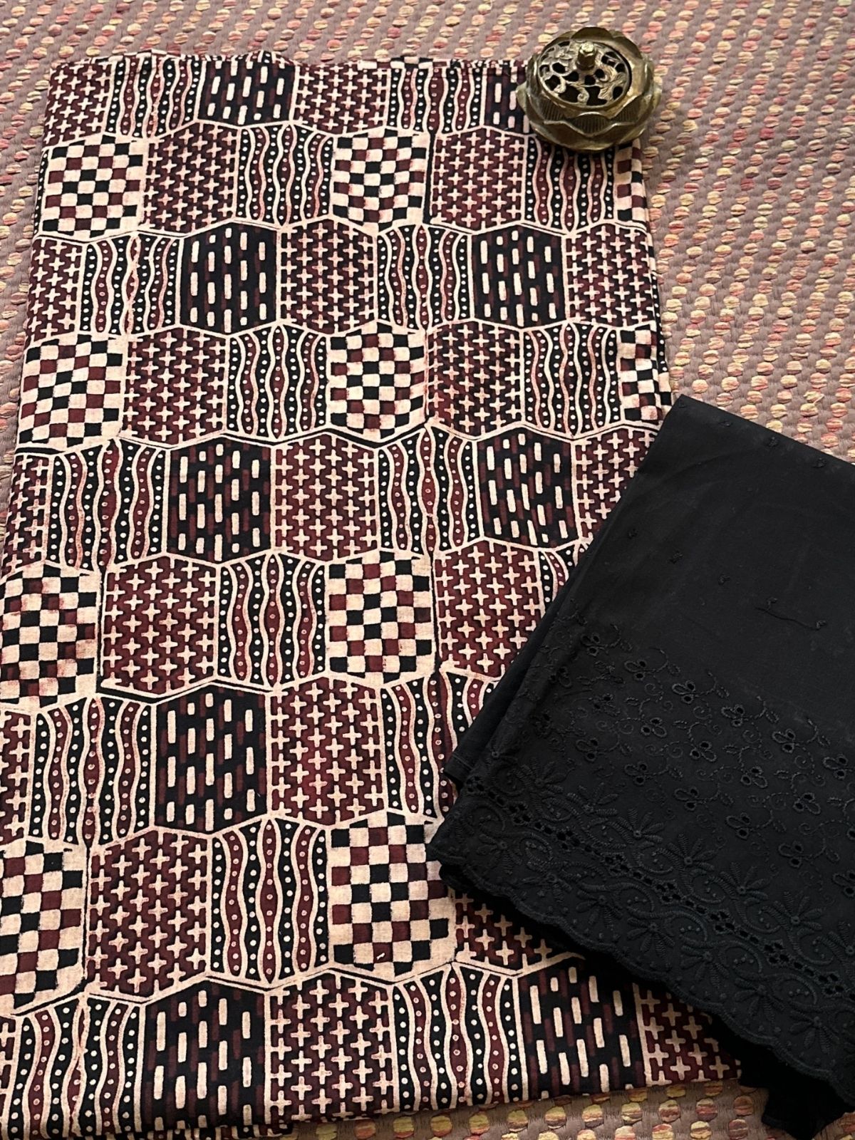 Ajrak Cotton Malmal Unstitched Set