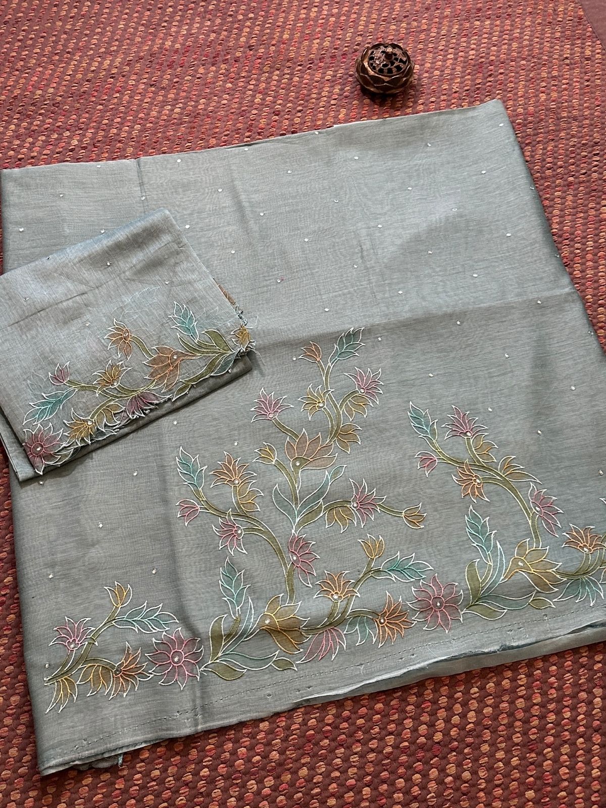Mal Chanderi Embroidered Unstitched Set
