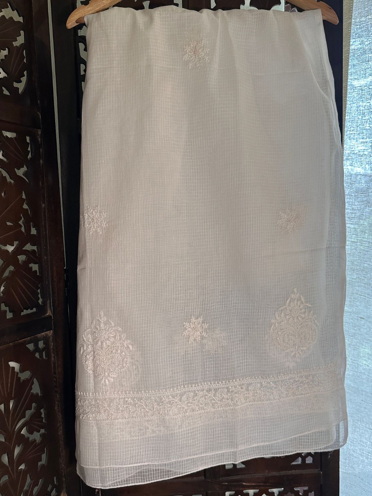 Kota Doria Hand Embroidered Chikankari Dupatta