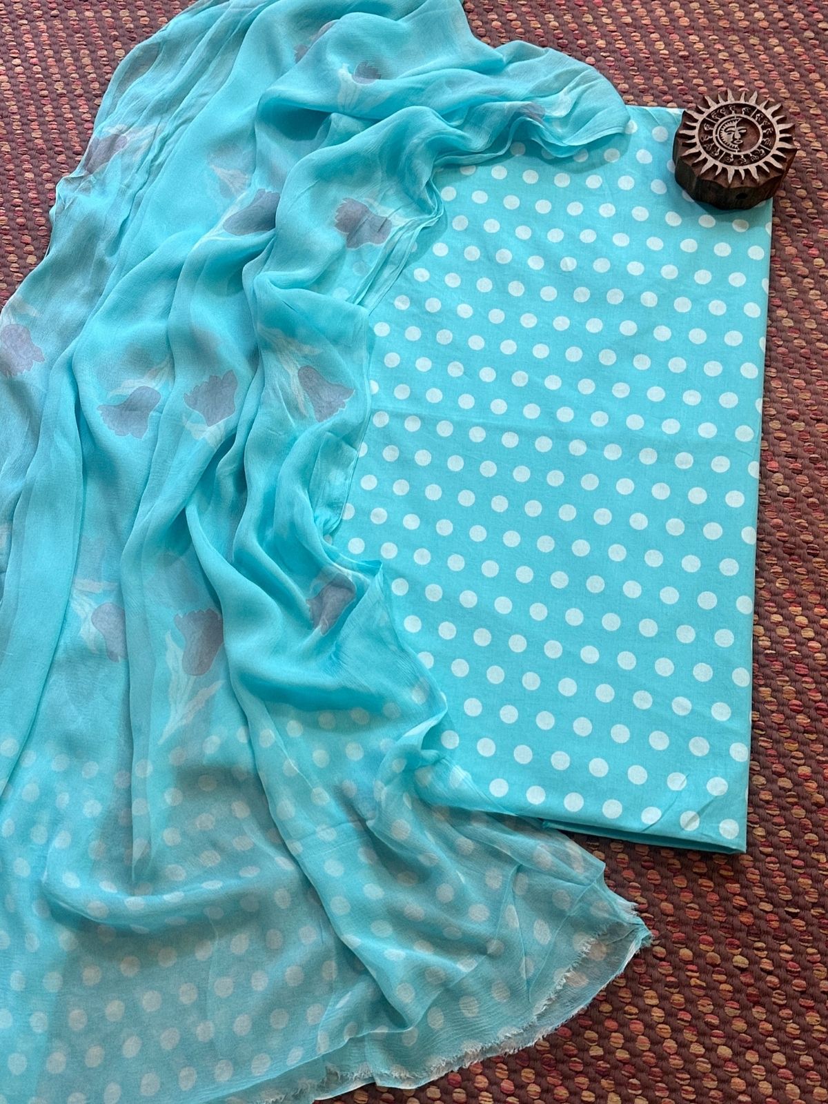 Pure Cotton Unstitched Set with Chiffon Dupatta