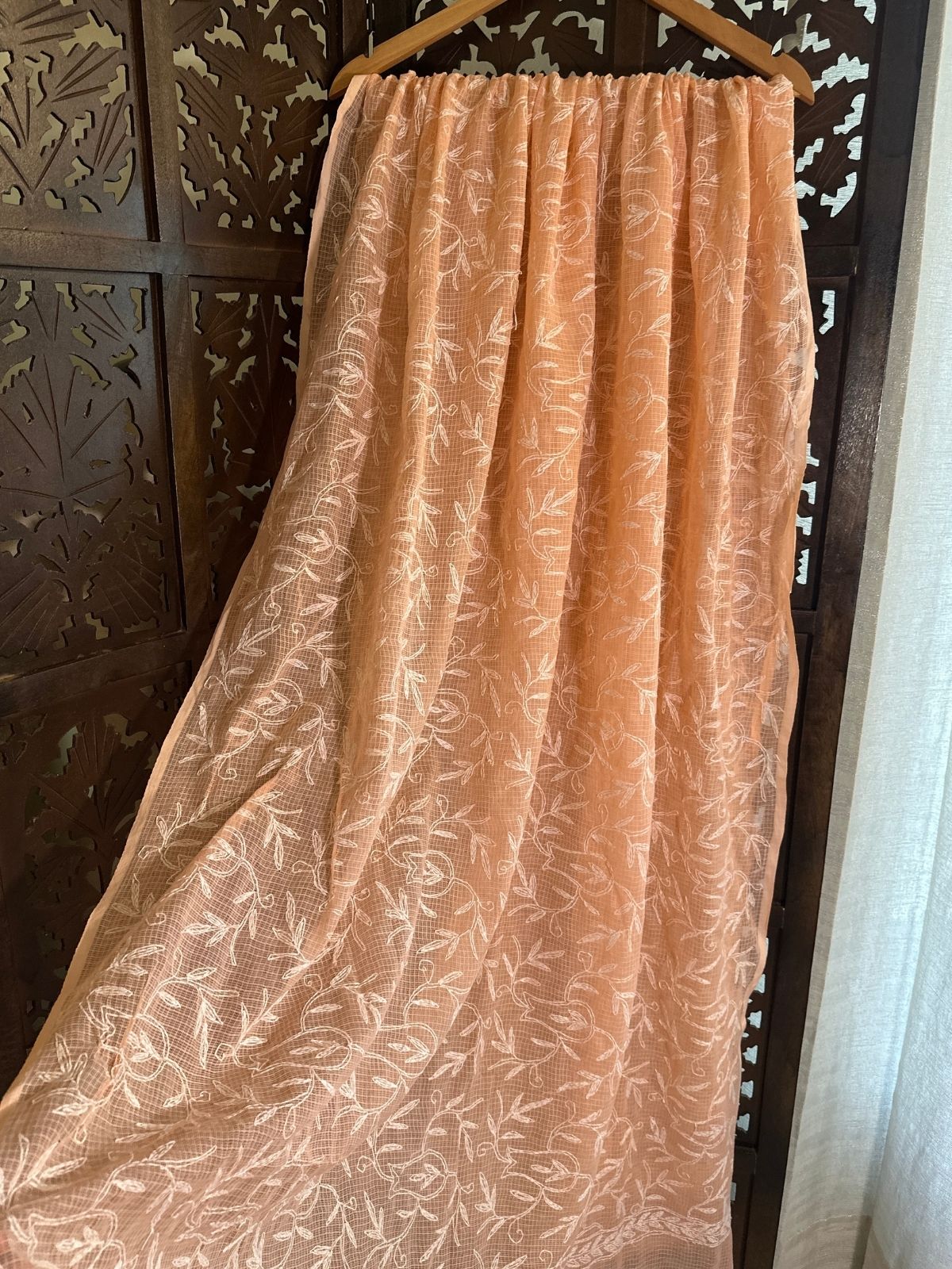 Kota Doria Hand Embroidered Chikankari Dupatta