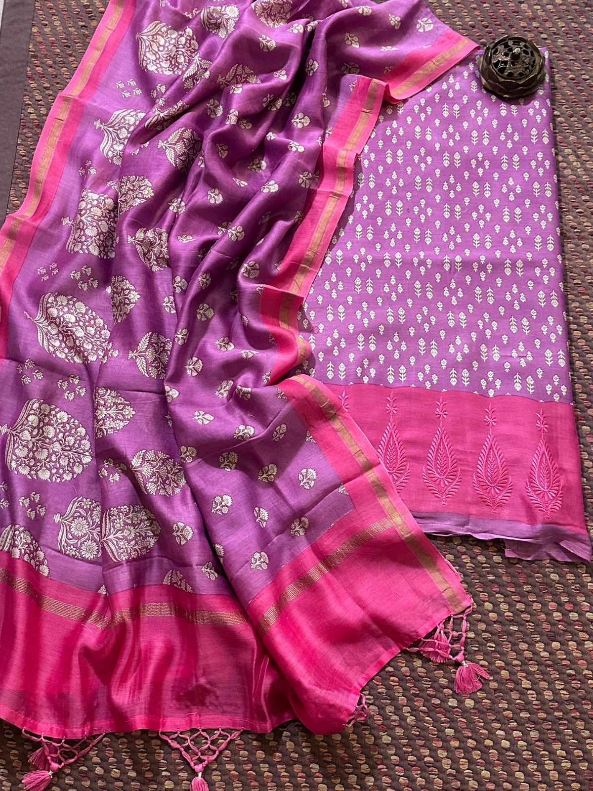Premium Maheshwari Silk Unstitched Set
