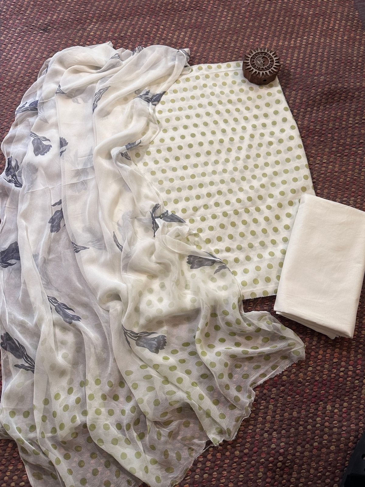 Pure Cotton Unstitched Set with Chiffon Dupatta