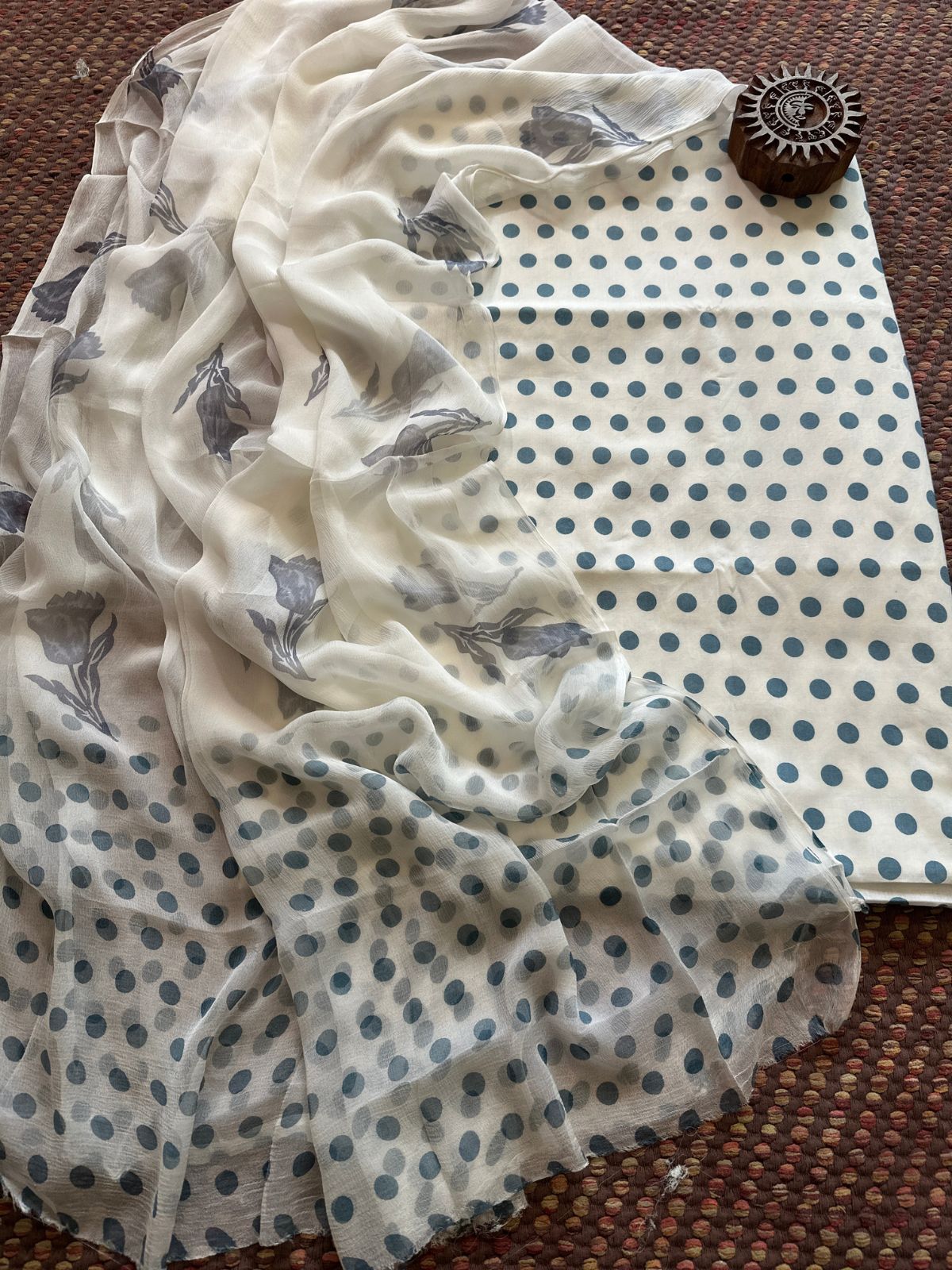 Pure Cotton Unstitched Set with Chiffon Dupatta