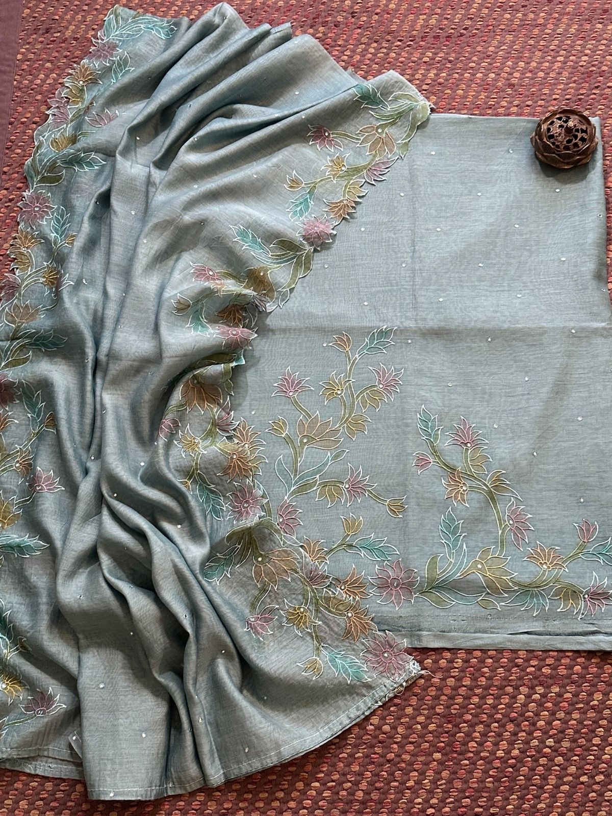 Mal Chanderi Embroidered Unstitched Set