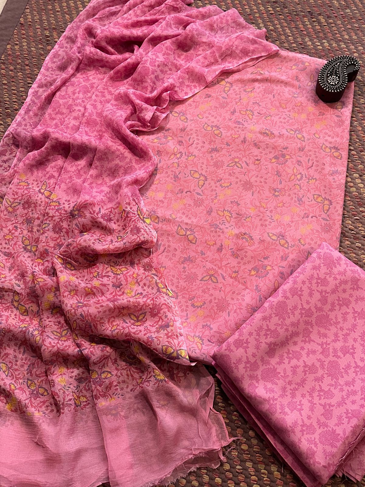 Spun Block Printed Unstitched Set