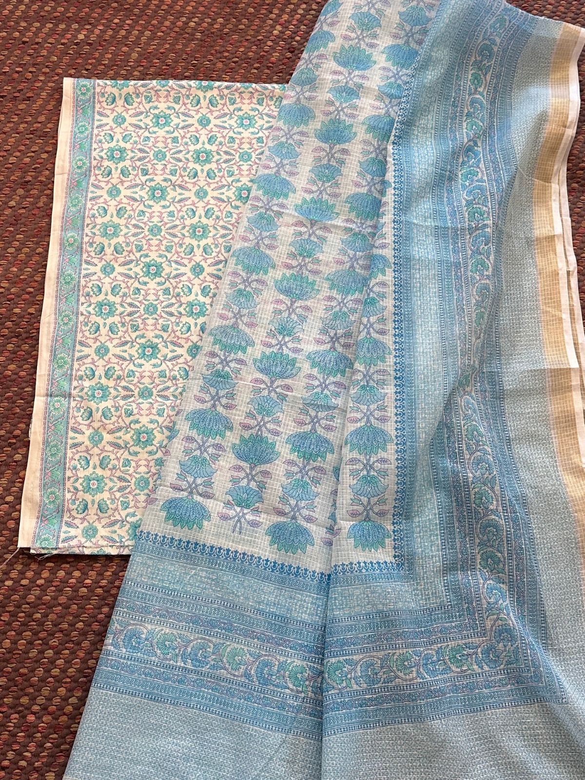 Pure Cotton Unstitched Set with Kota Dupatta