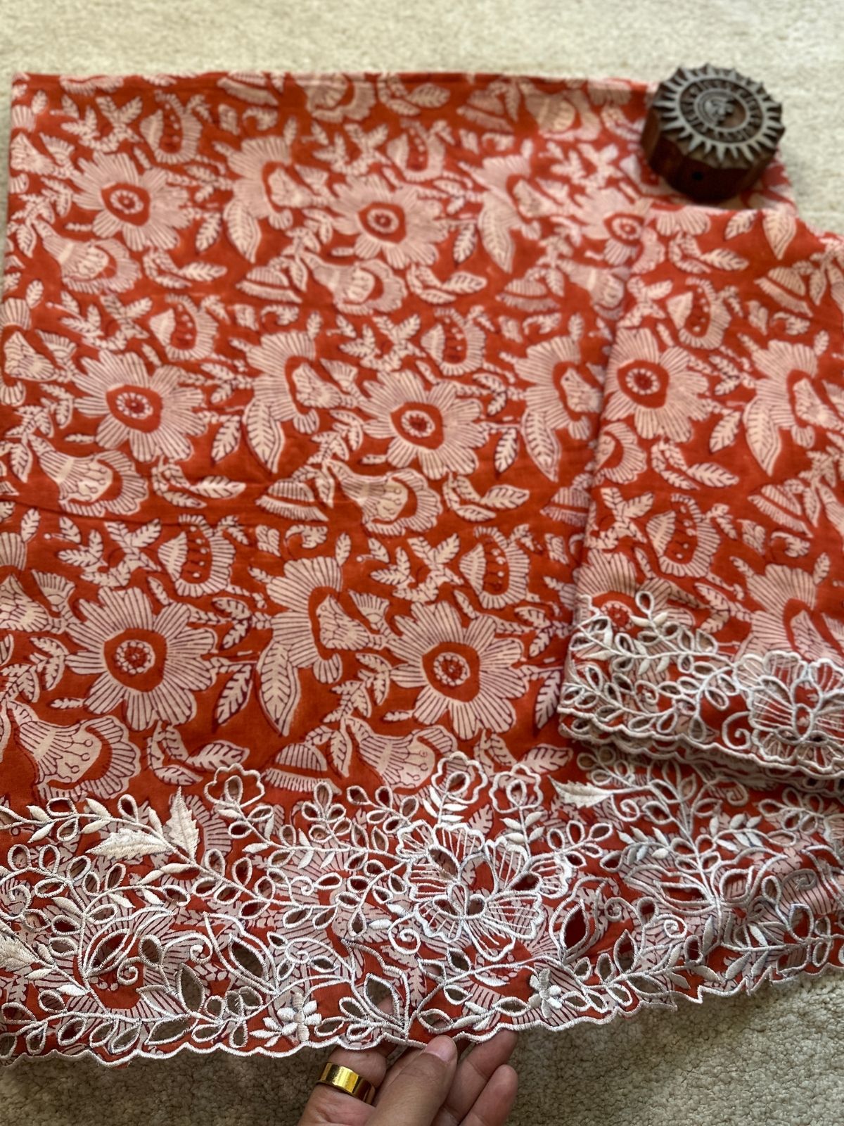 Sunset Bloom- Coord Set with Cutwork Embroidery
