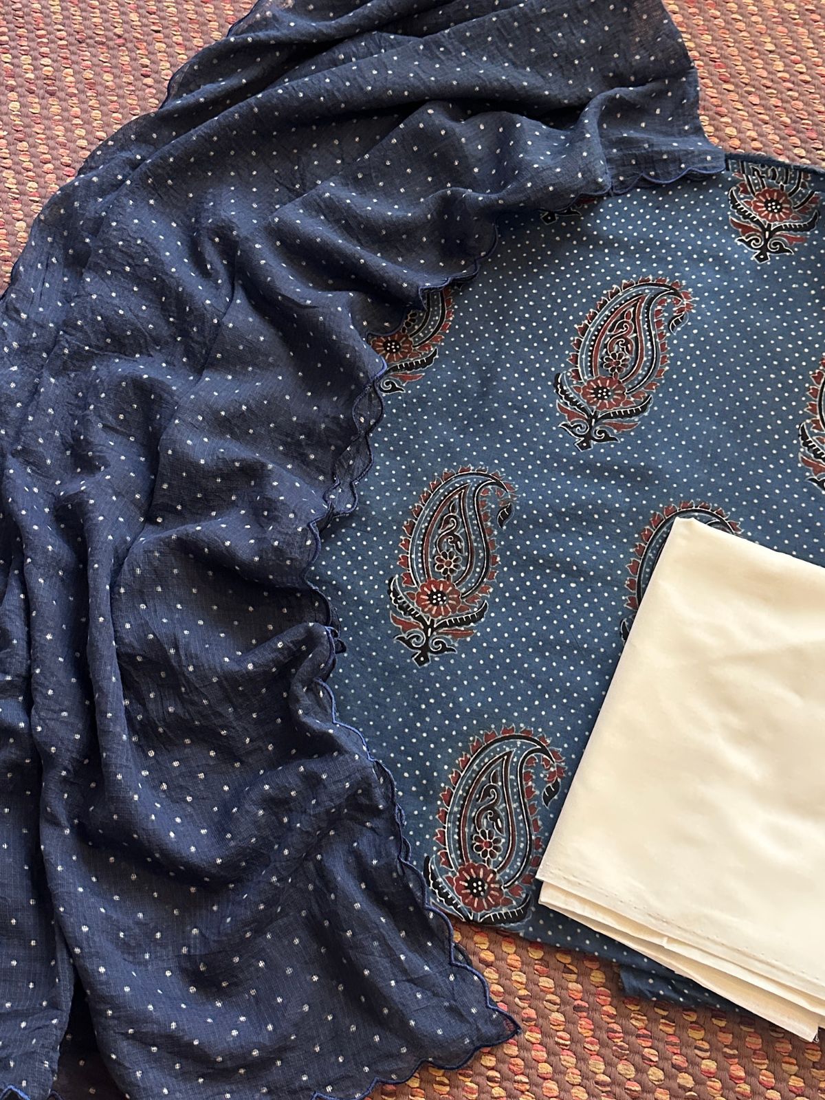 Ajrakh Cotton Malmal Unstitched Set