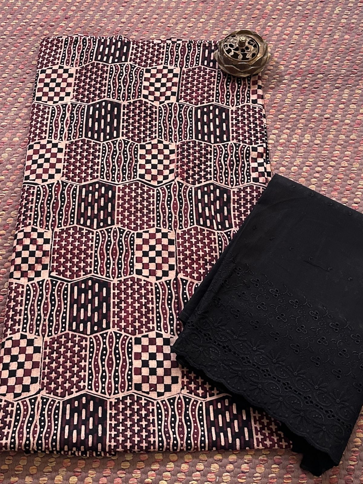 Ajrak Cotton Malmal Unstitched Set