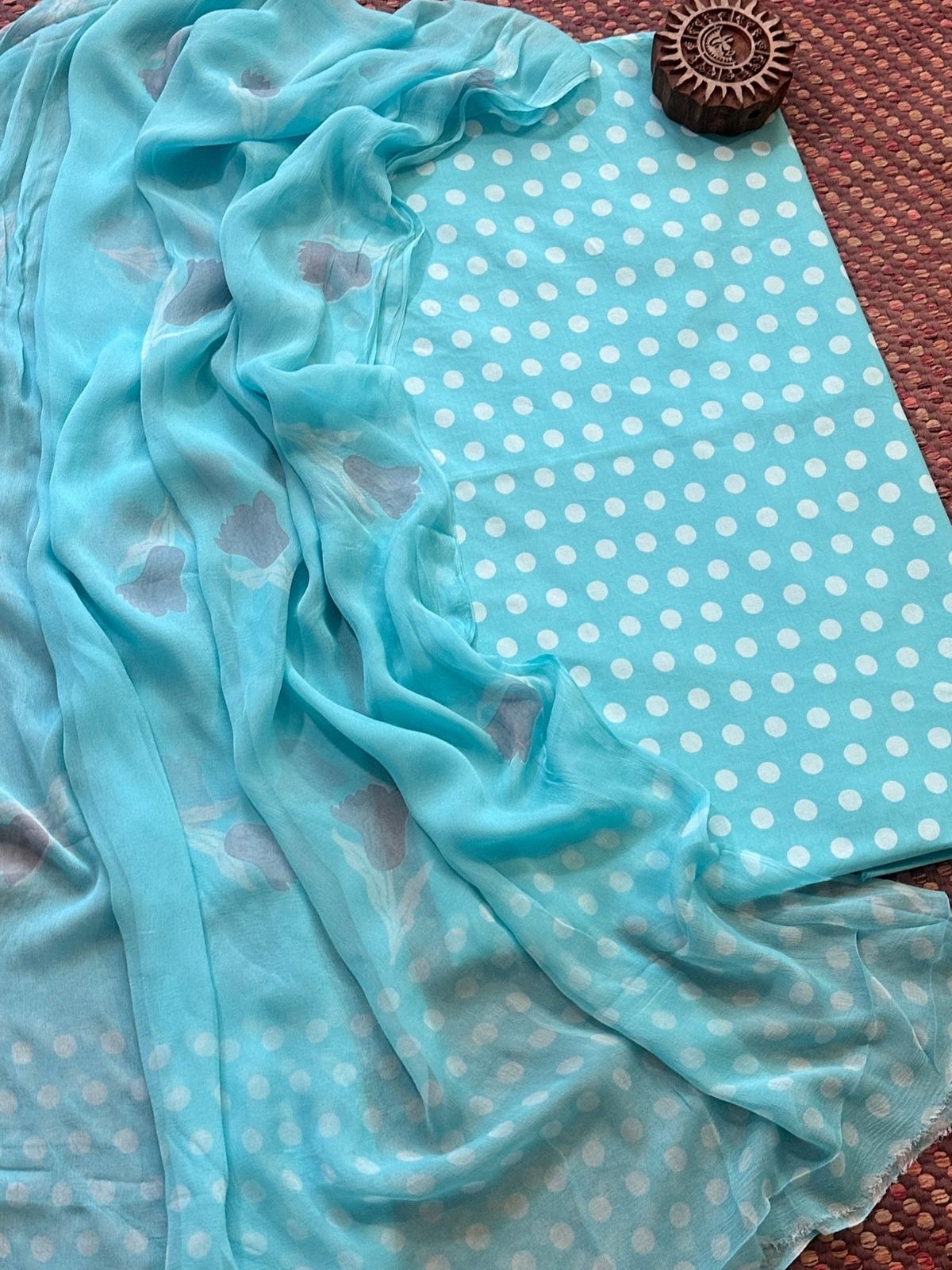 Pure Cotton Unstitched Set with Chiffon Dupatta