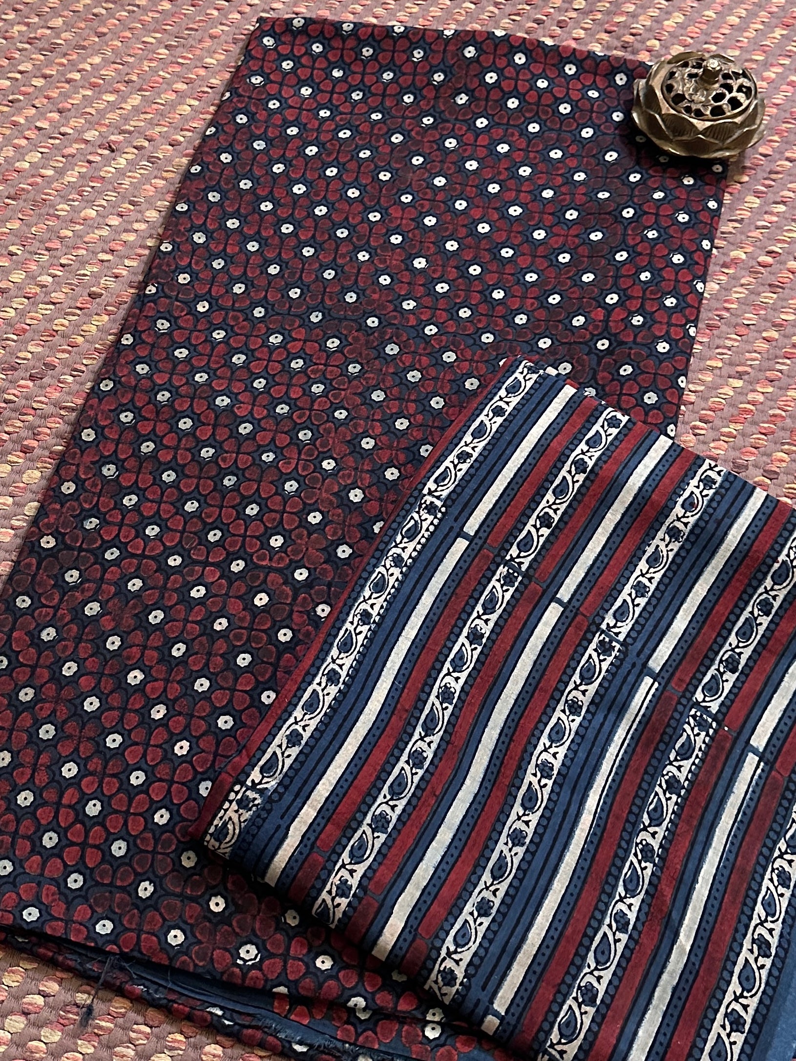 Ajrak Handblocked in Natural Dyes on Pure Cotton Malmal