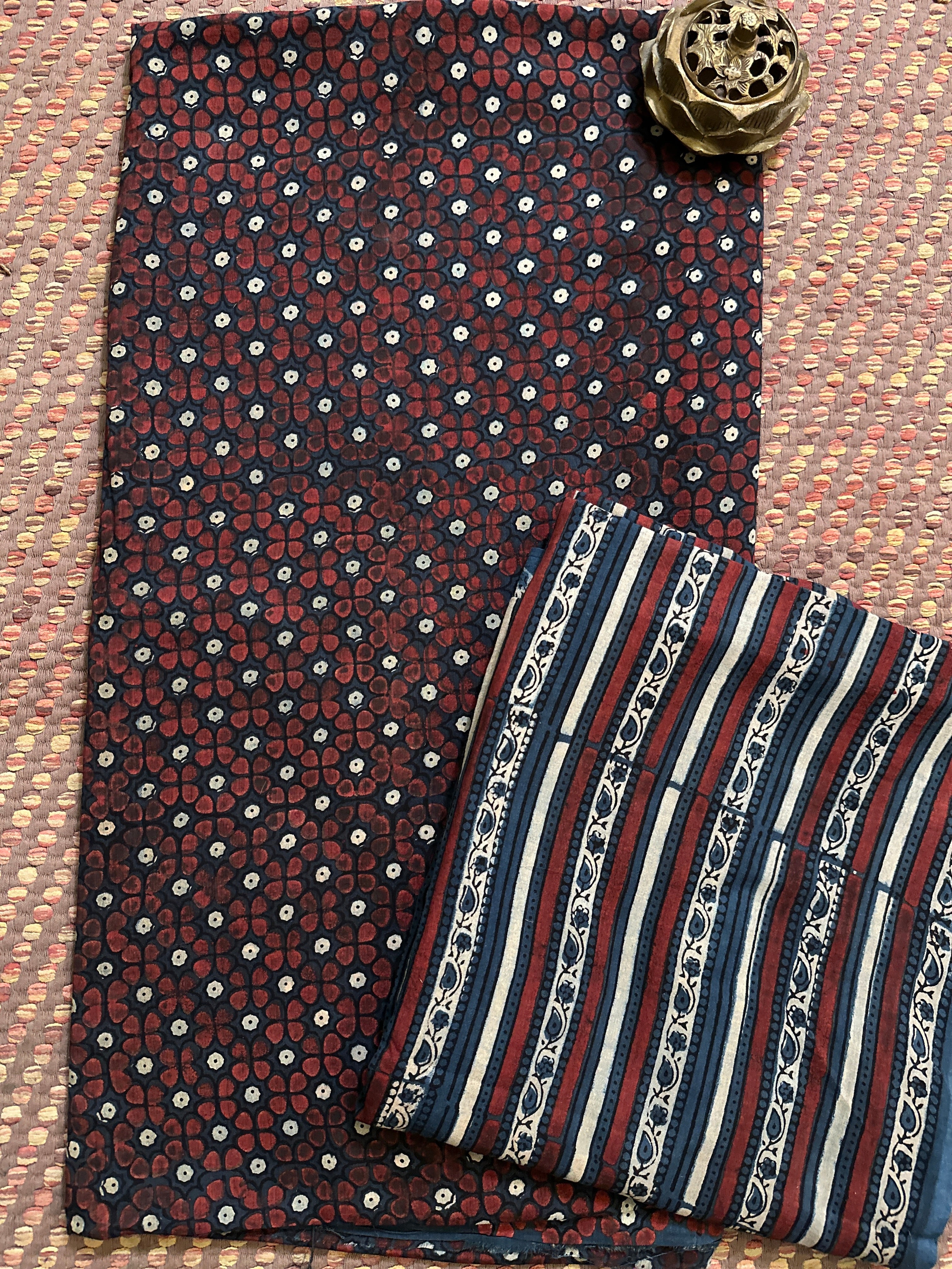 Ajrak Handblocked in Natural Dyes on Pure Cotton Malmal