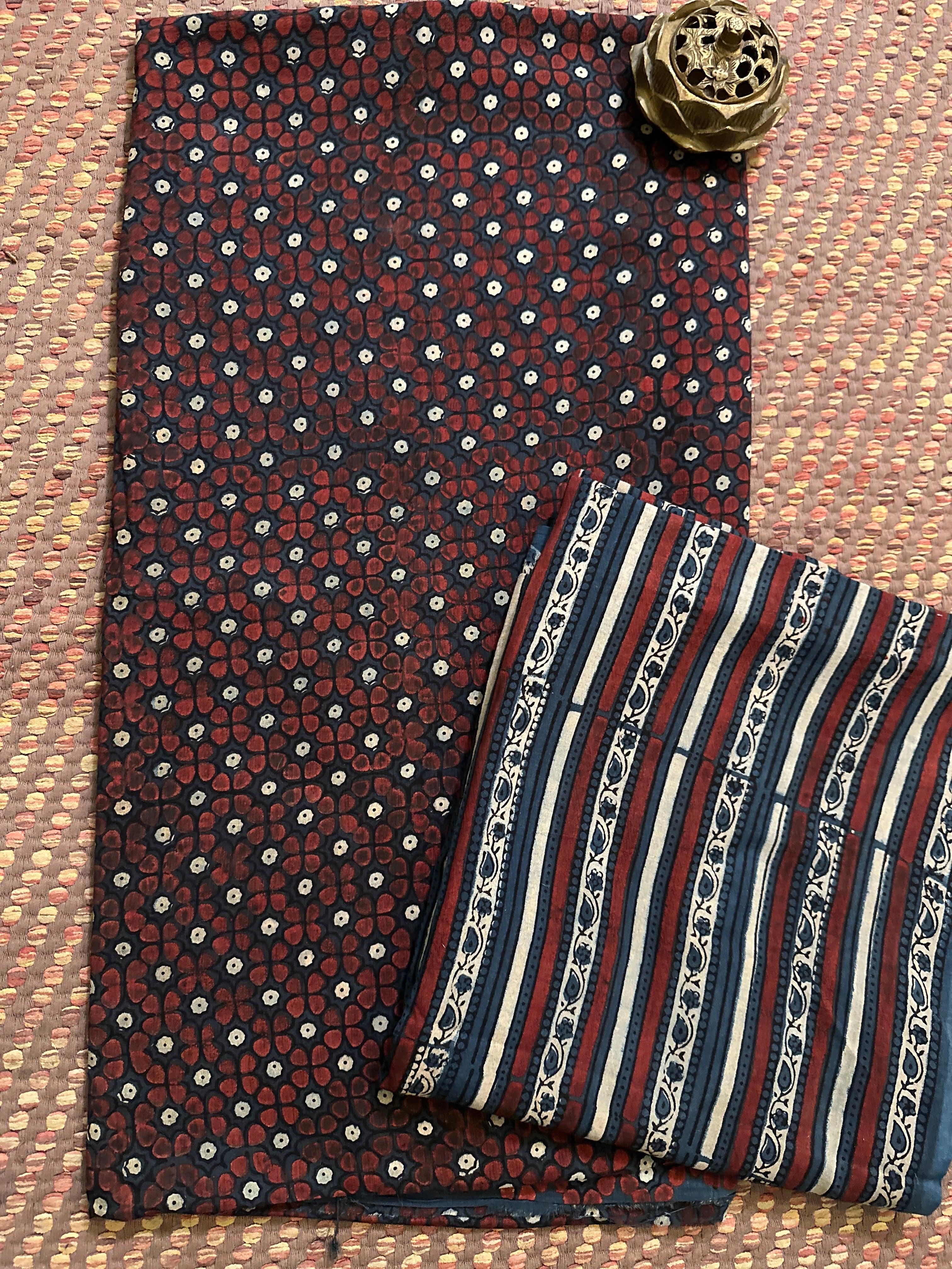 Ajrak Handblocked in Natural Dyes on Pure Cotton Malmal