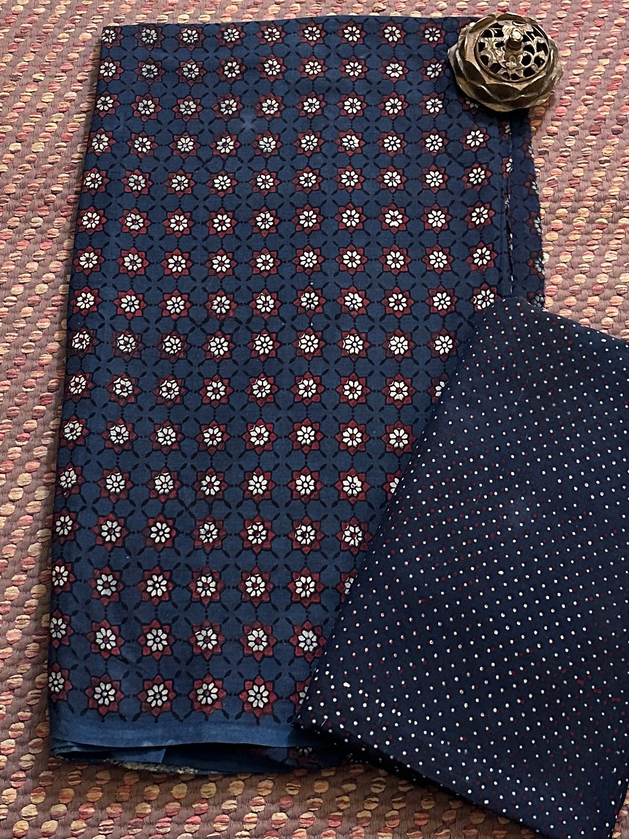 Ajrak Handblocked in Natural Dyes on Pure Cotton Malmal