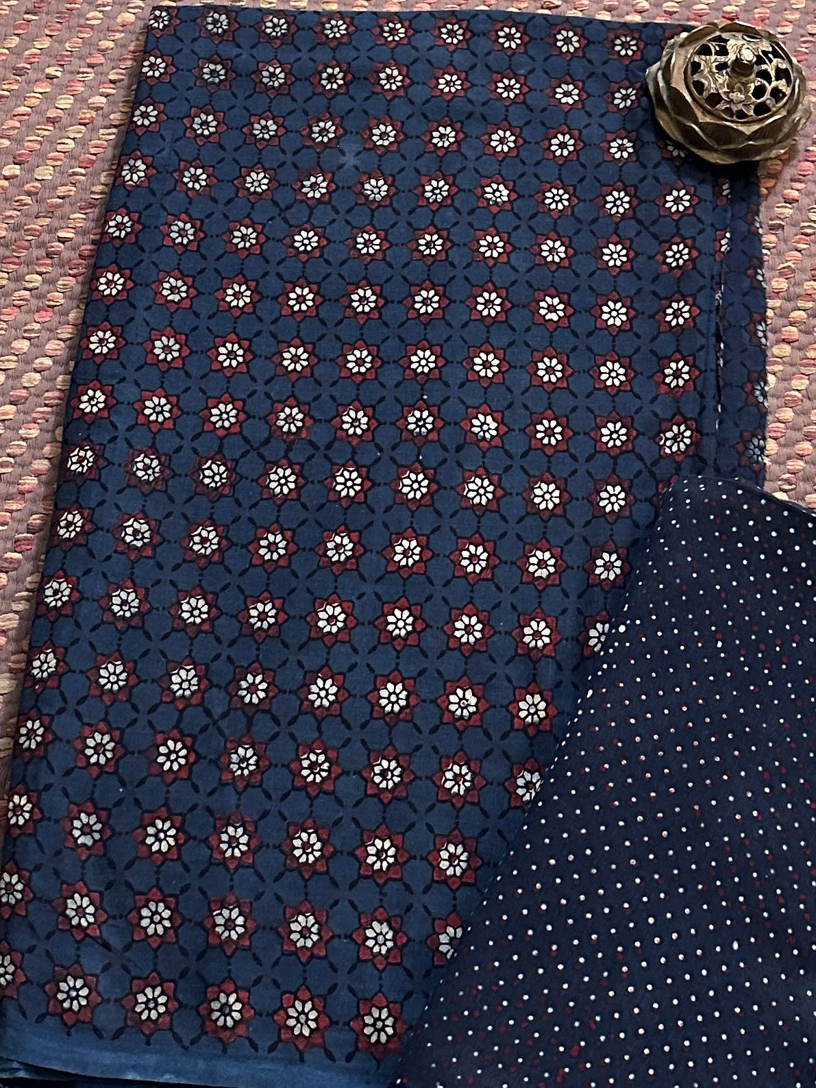 Ajrak Handblocked in Natural Dyes on Pure Cotton Malmal