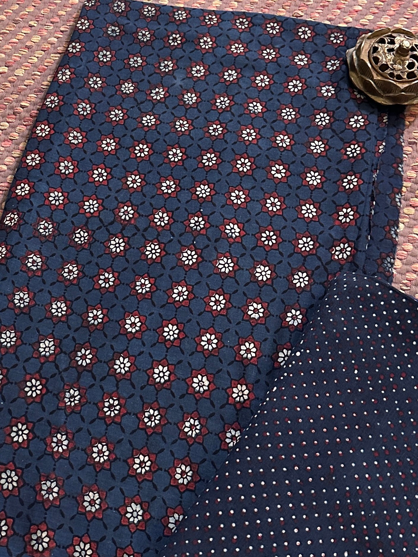 Ajrak Handblocked in Natural Dyes on Pure Cotton Malmal