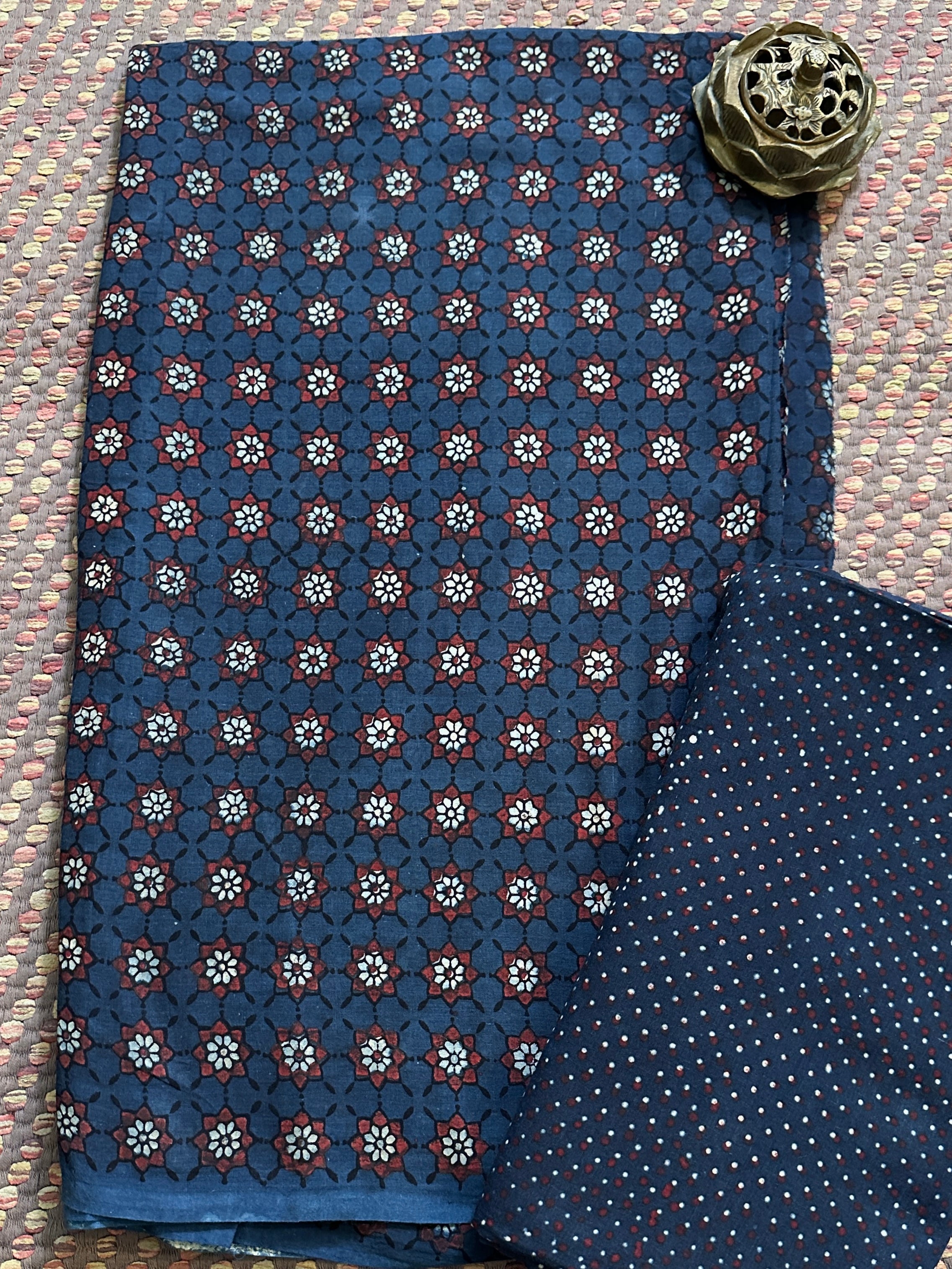 Ajrak Handblocked in Natural Dyes on Pure Cotton Malmal