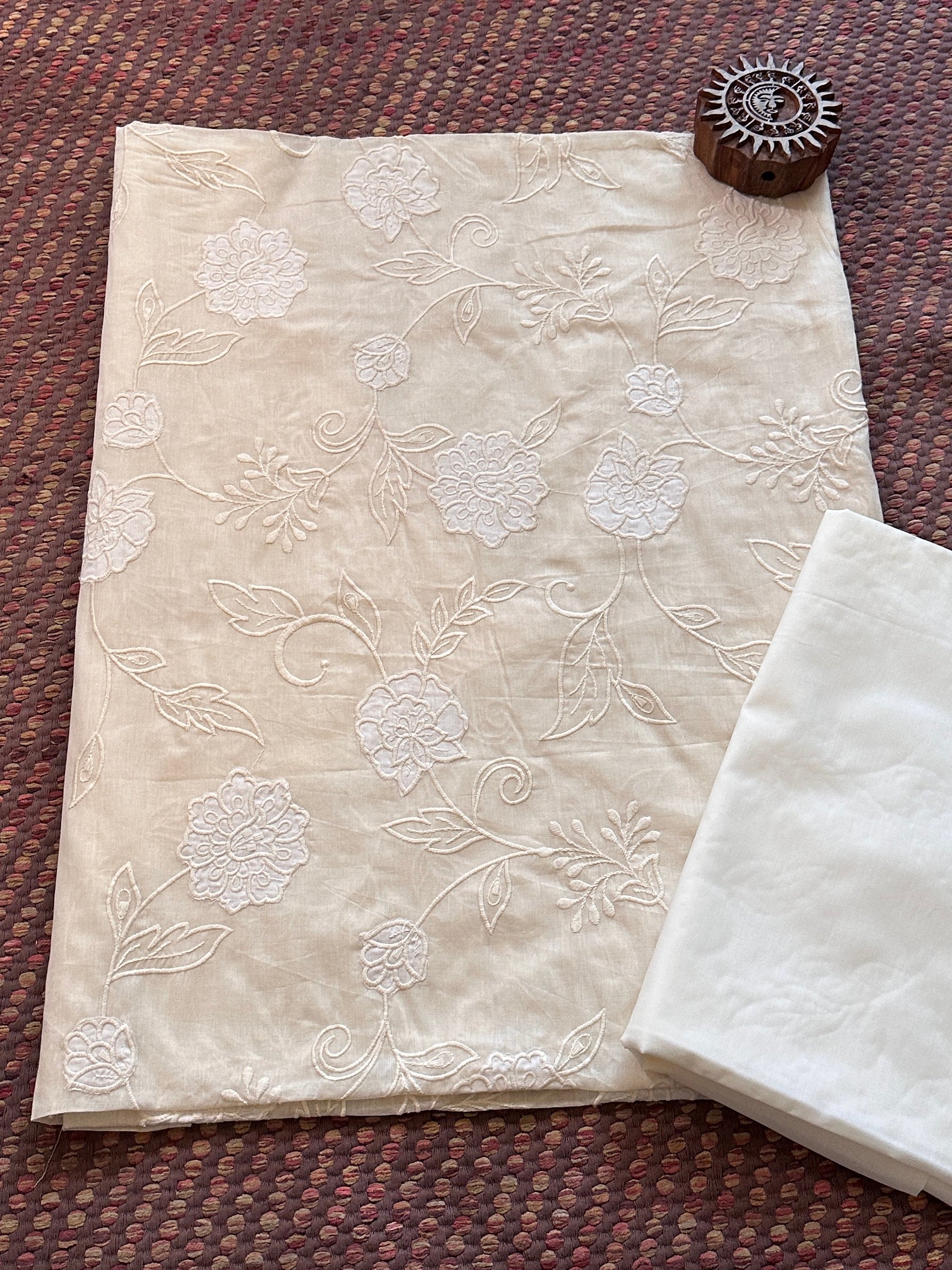 Premium Cotton Embroidered Unstitched Set