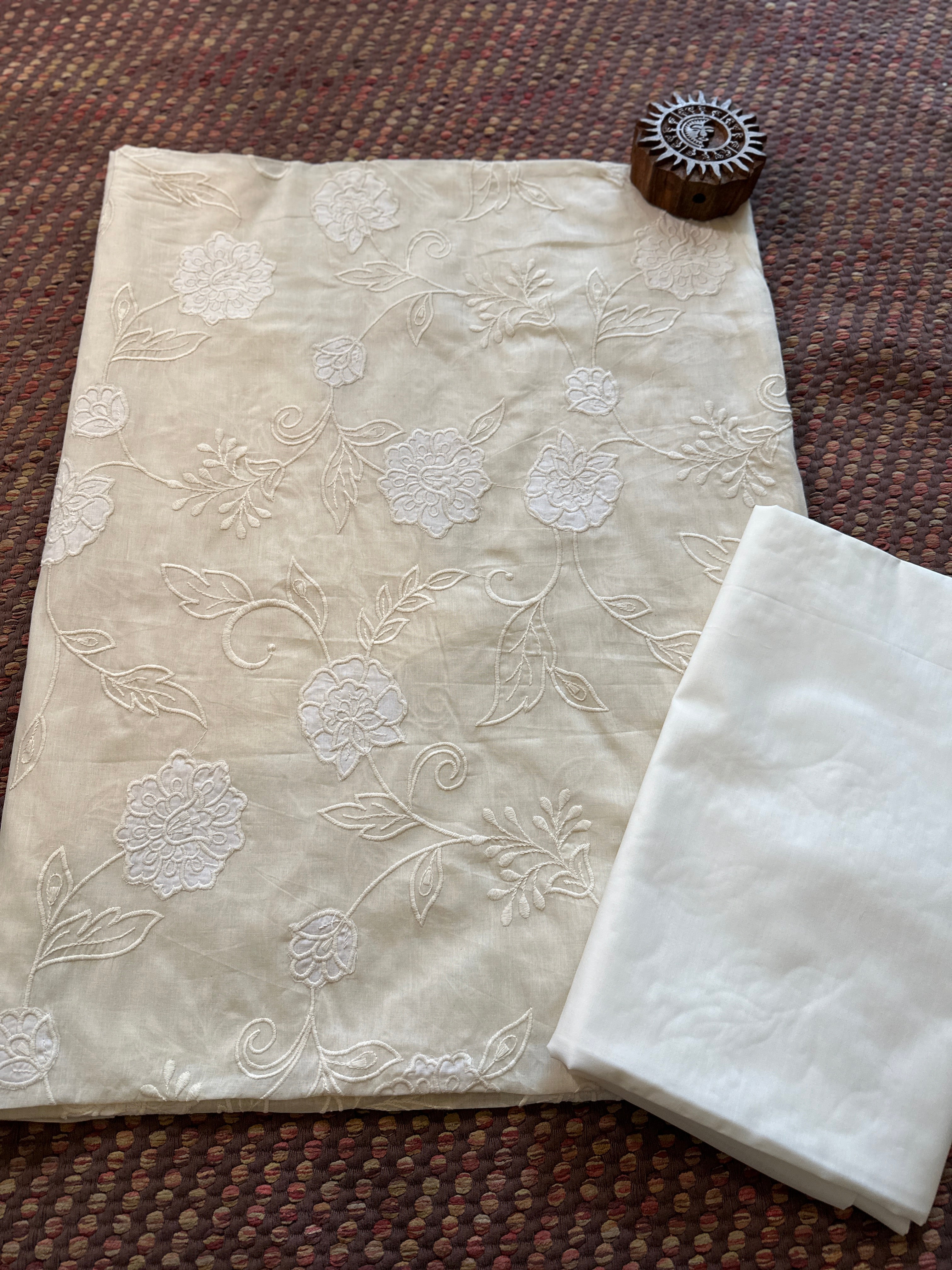 Premium Cotton Embroidered Unstitched Set