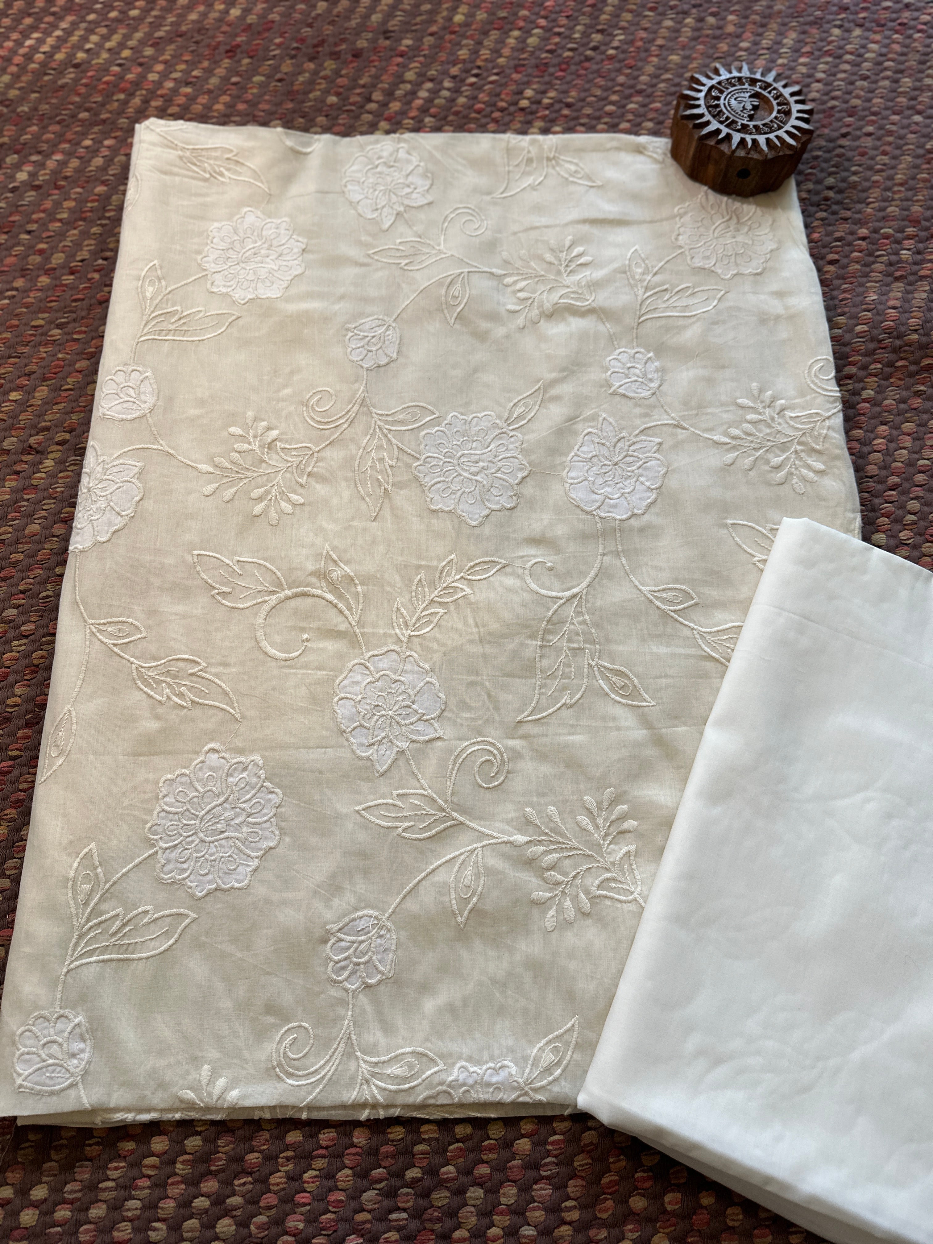 Premium Cotton Embroidered Unstitched Set