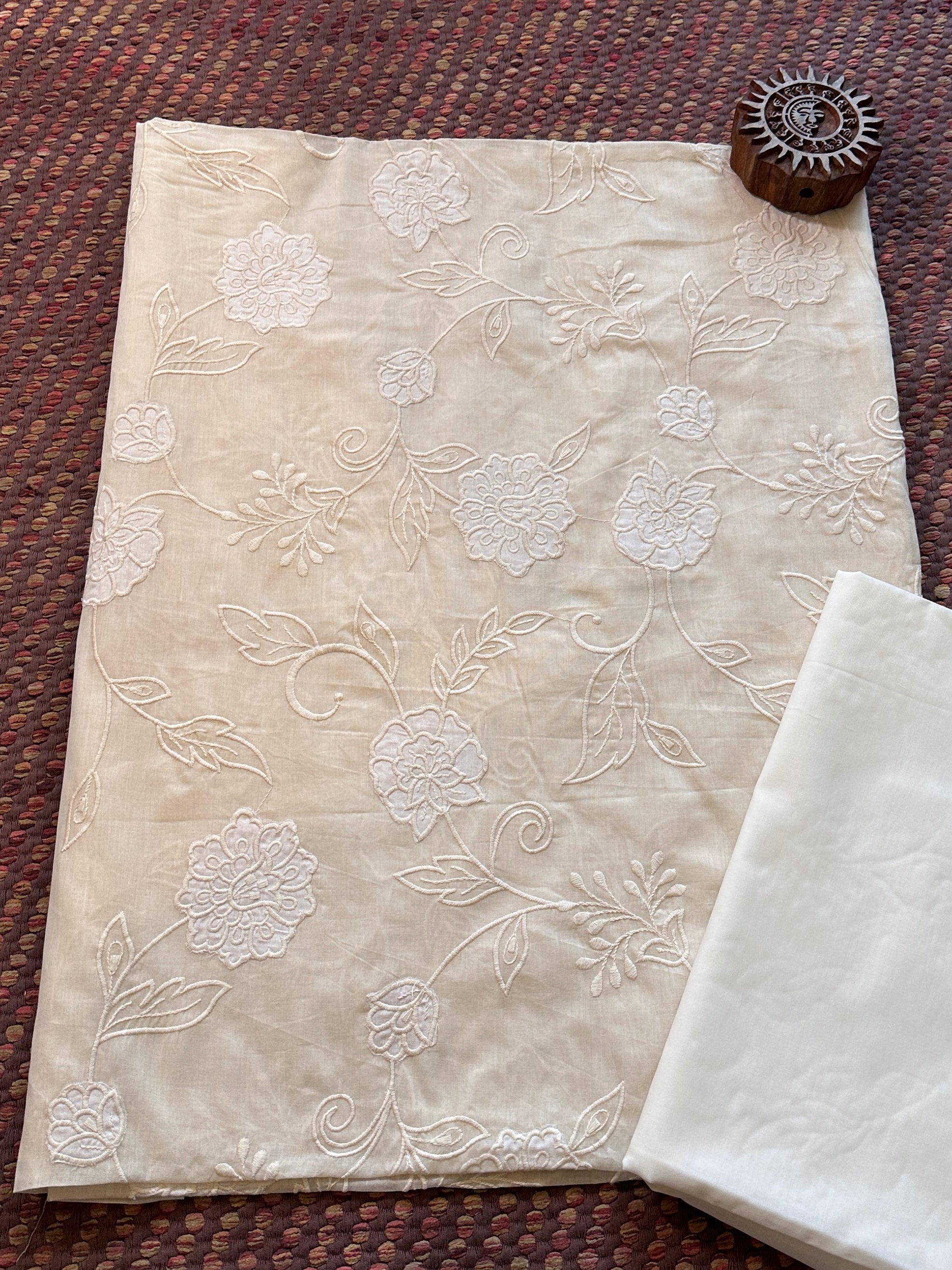 Premium Cotton Embroidered Unstitched Set