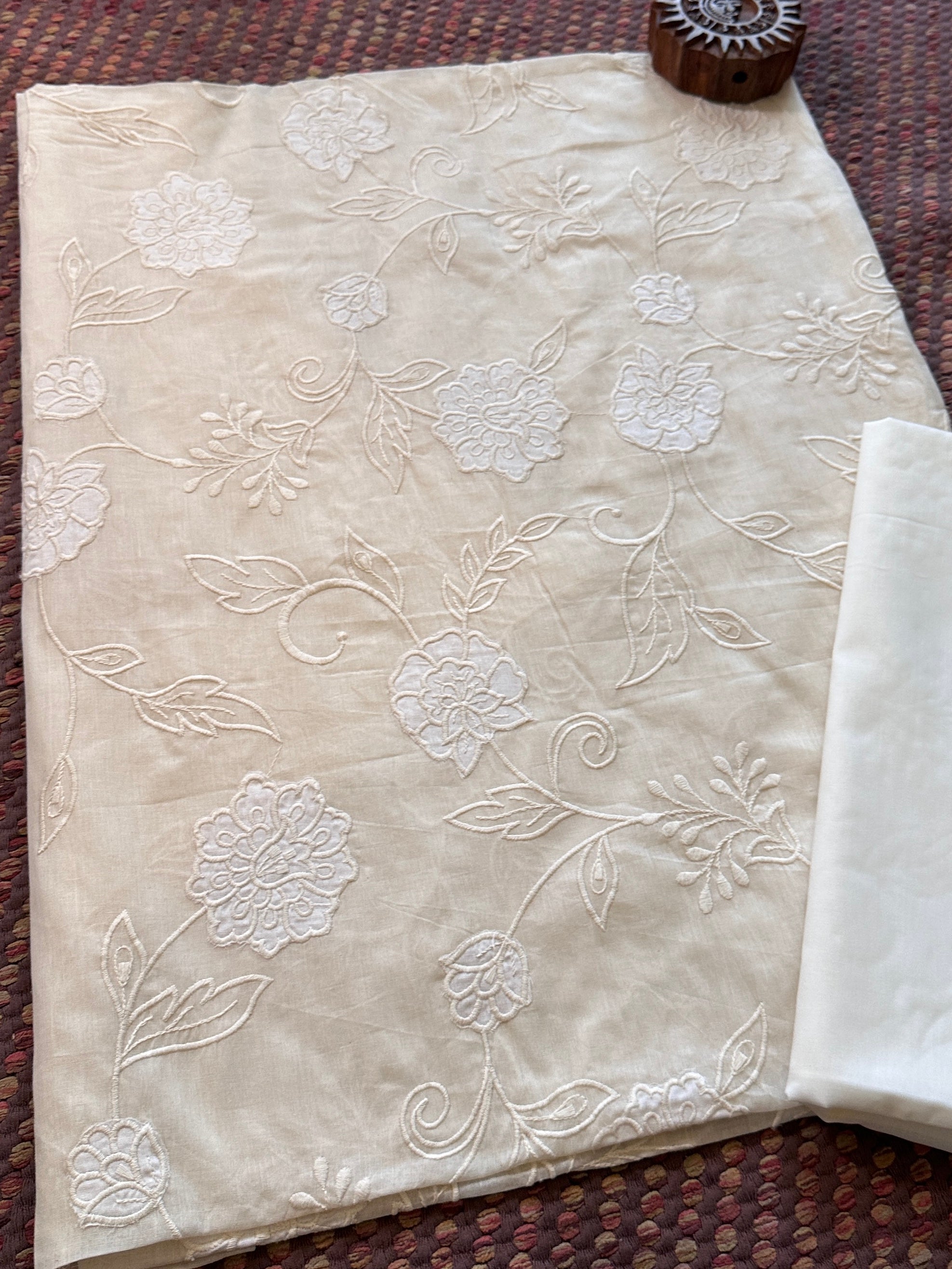 Premium Cotton Embroidered Unstitched Set