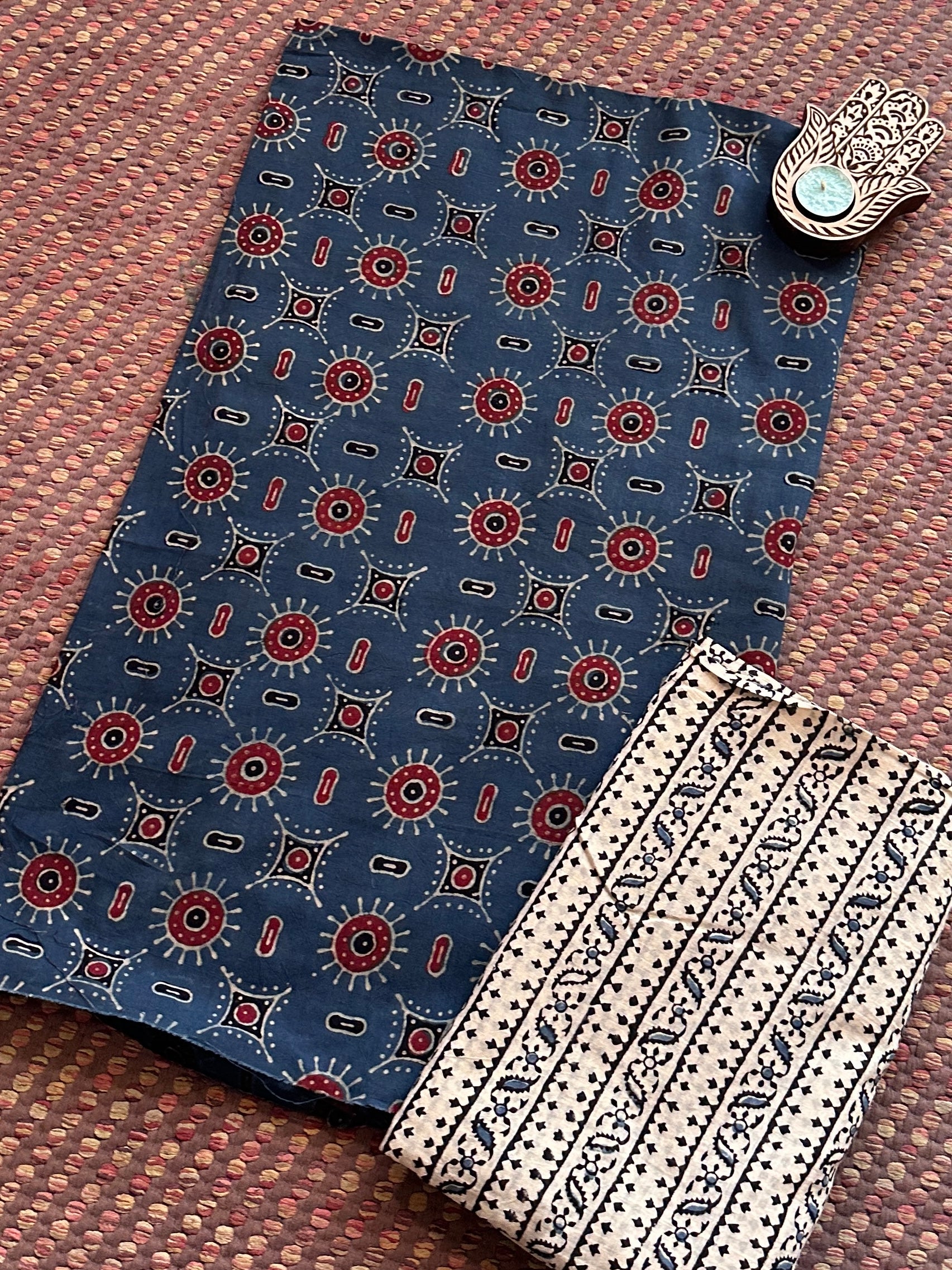 Ajrak Coord Set- Handblocked in Natural Dyes on Pure Cotton Malmal
