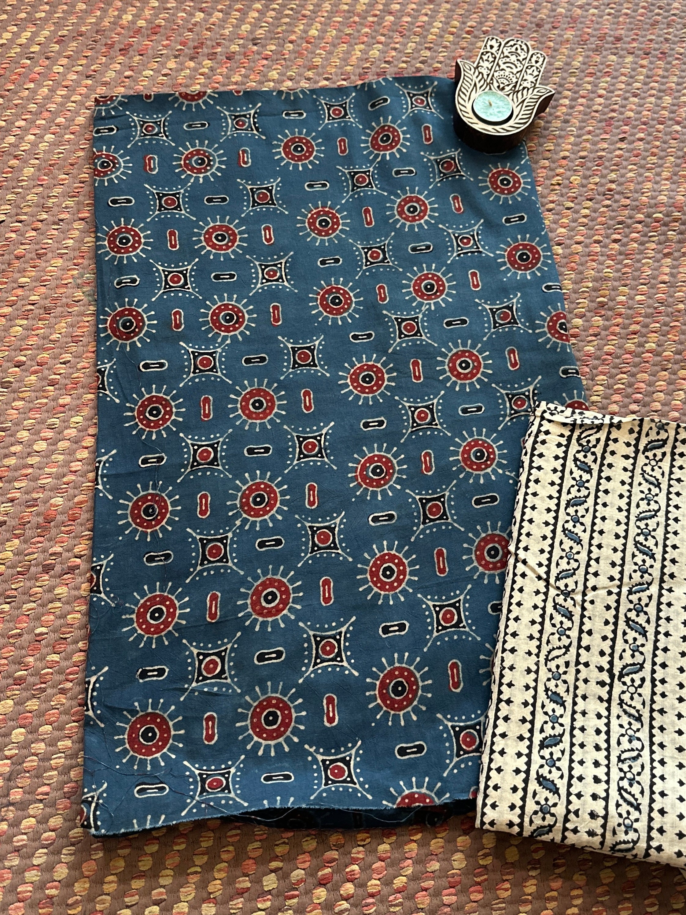 Ajrak Coord Set- Handblocked in Natural Dyes on Pure Cotton Malmal