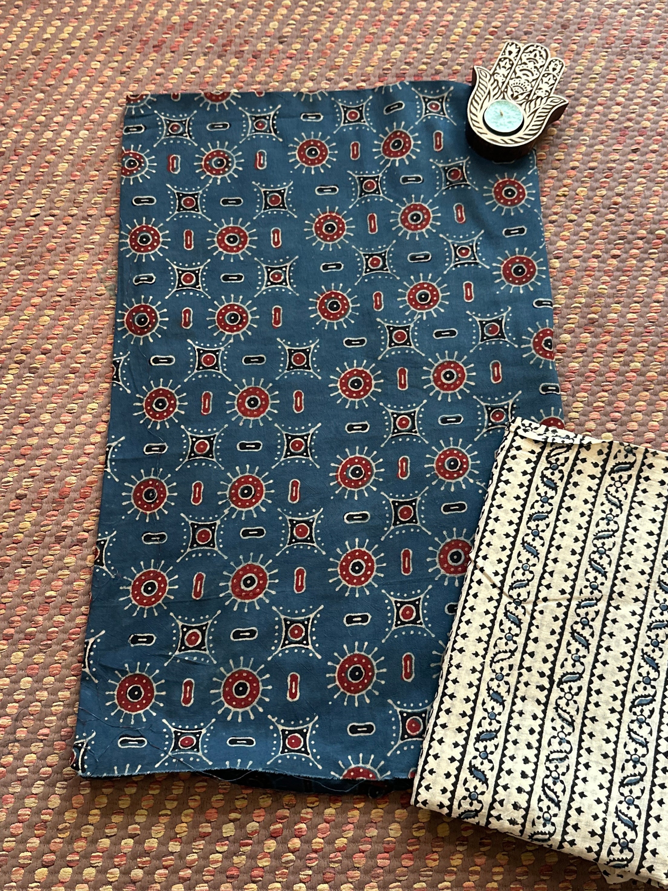 Ajrak Coord Set- Handblocked in Natural Dyes on Pure Cotton Malmal