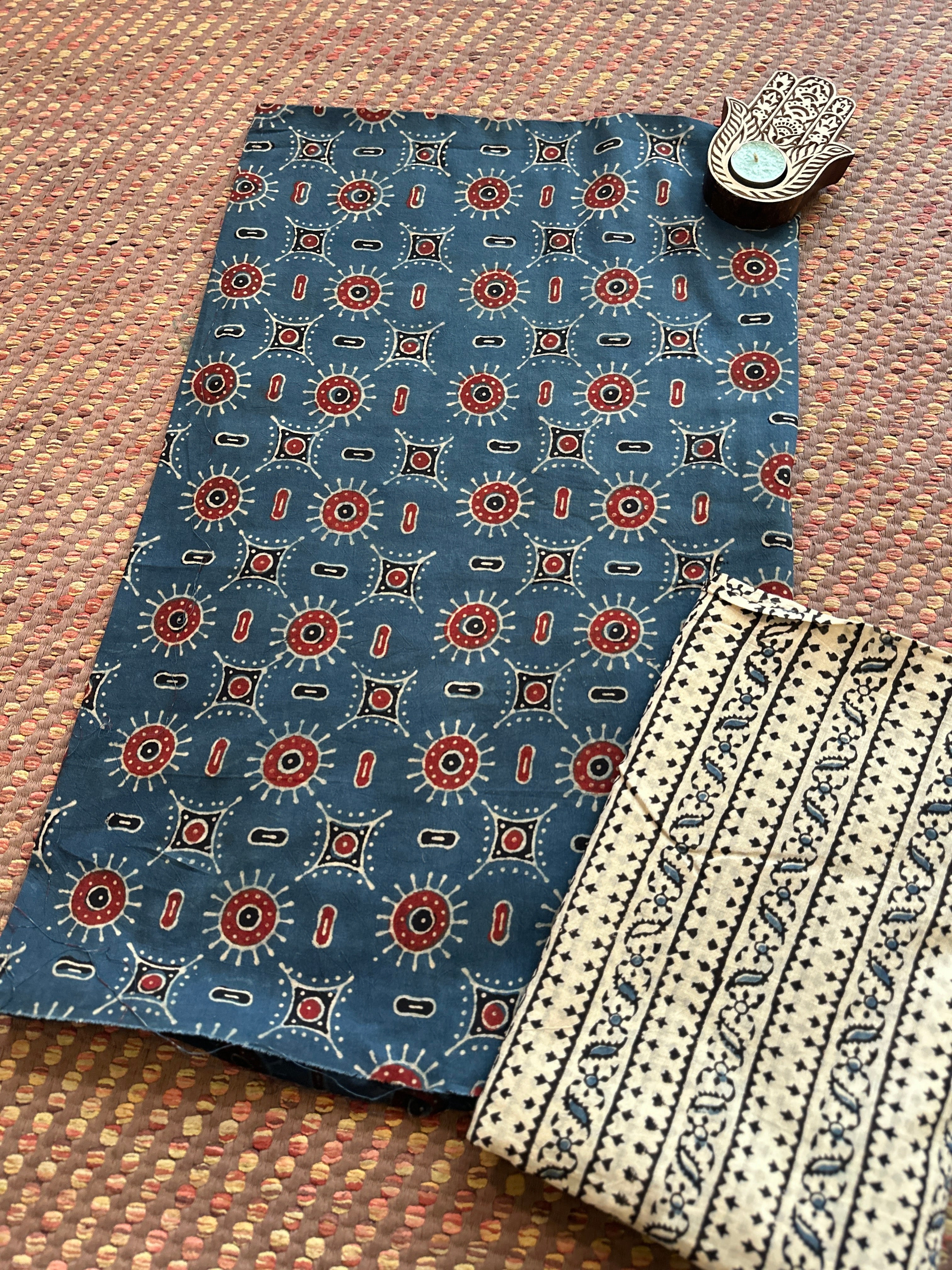 Ajrak Coord Set- Handblocked in Natural Dyes on Pure Cotton Malmal