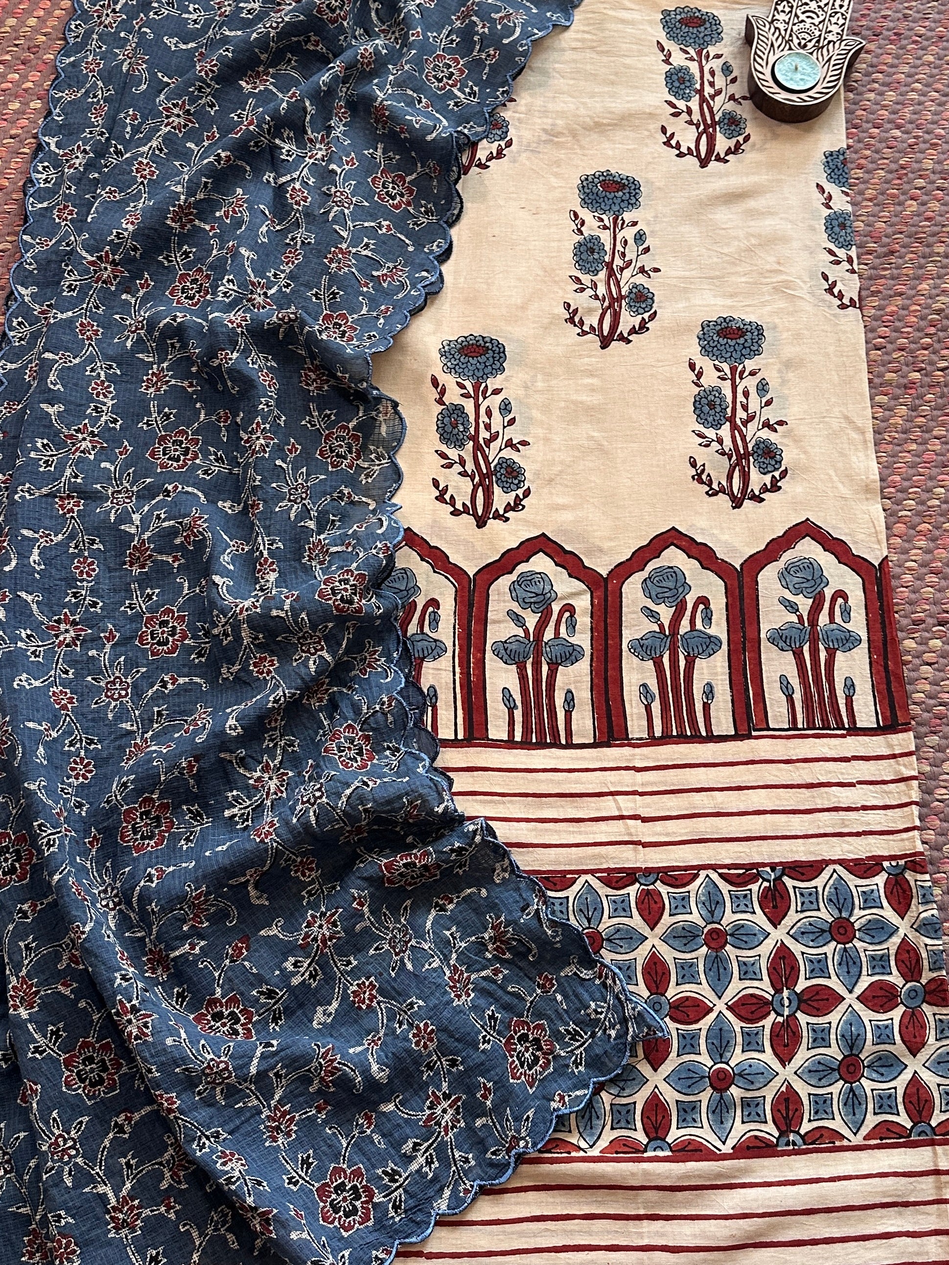 Ajrakh Cotton Malmal  Handblocked Set