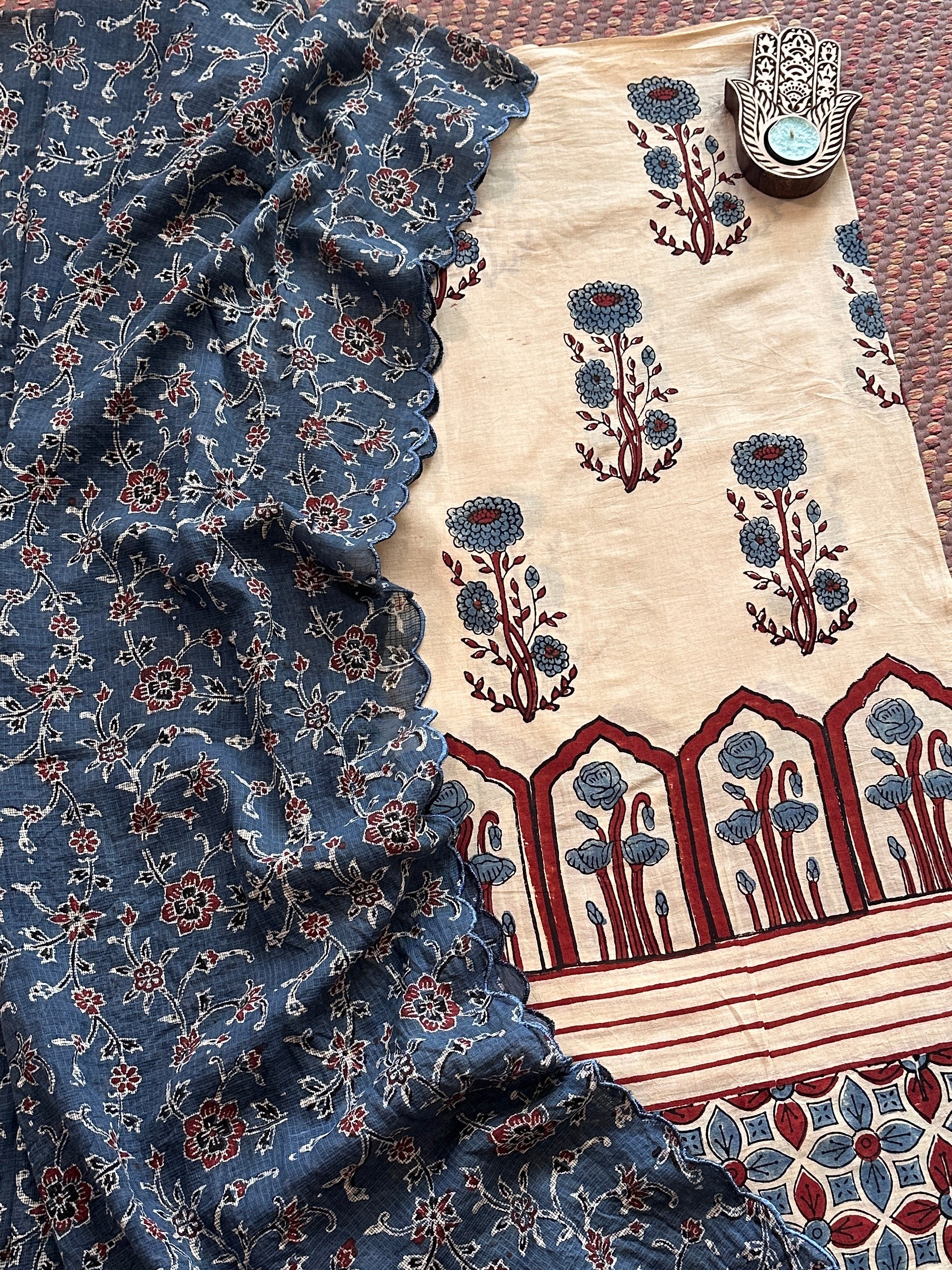 Ajrakh Cotton Malmal  Handblocked Set