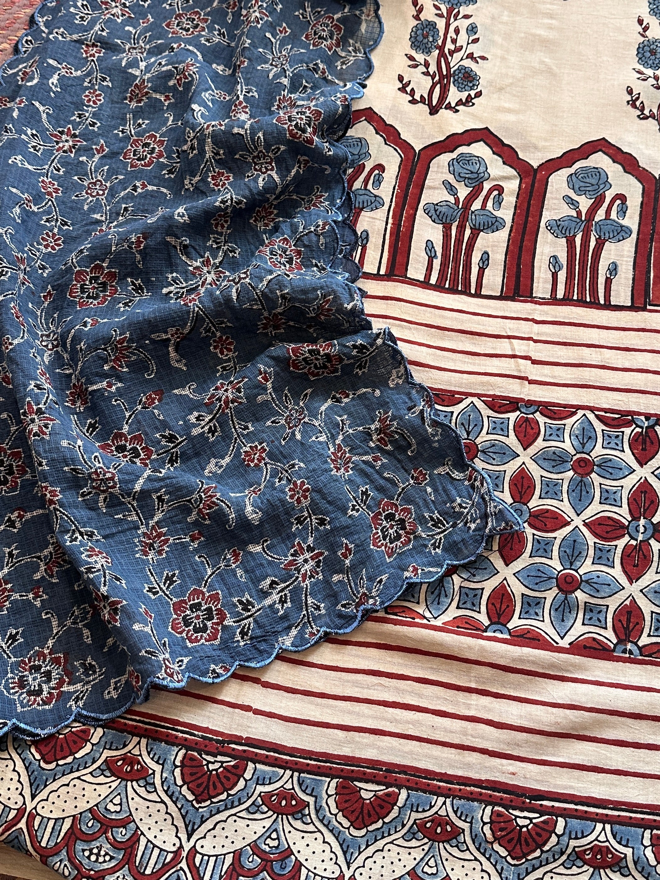 Ajrakh Cotton Malmal  Handblocked Set