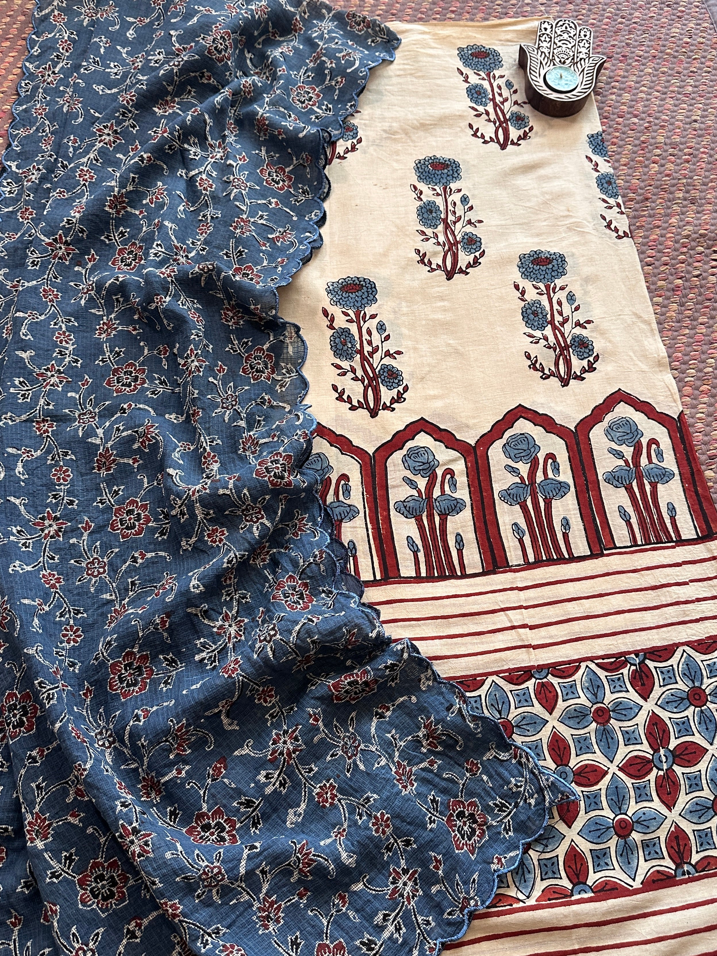 Ajrakh Cotton Malmal  Handblocked Set